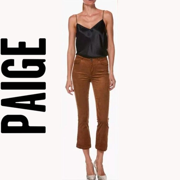 PAIGE Chestnut Colette Crop Flare Corduroy Pants / 29 - Picture 1 of 14